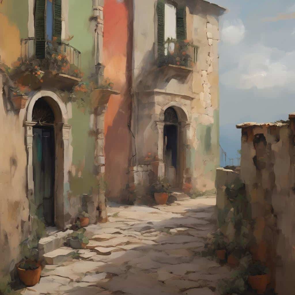 Παραδοσιακές καλλιτεχνικές αναλύσεις και βιογραφίες καλλιτεχνών σε πορφυρό σκηνικό πόλης.